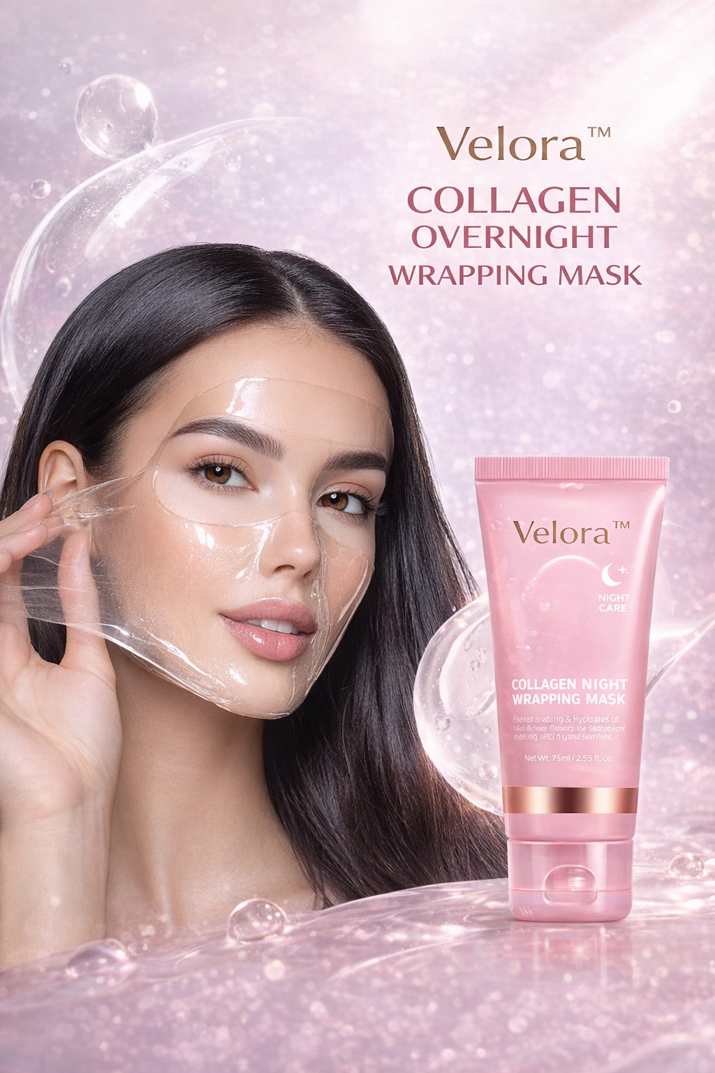 Velora Collagen Mask application on glowing, radiant skin