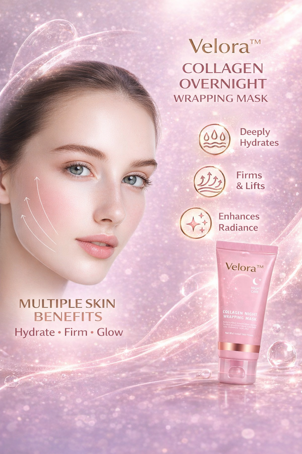 Velora skincare ritual - luxury overnight mask lifestyle